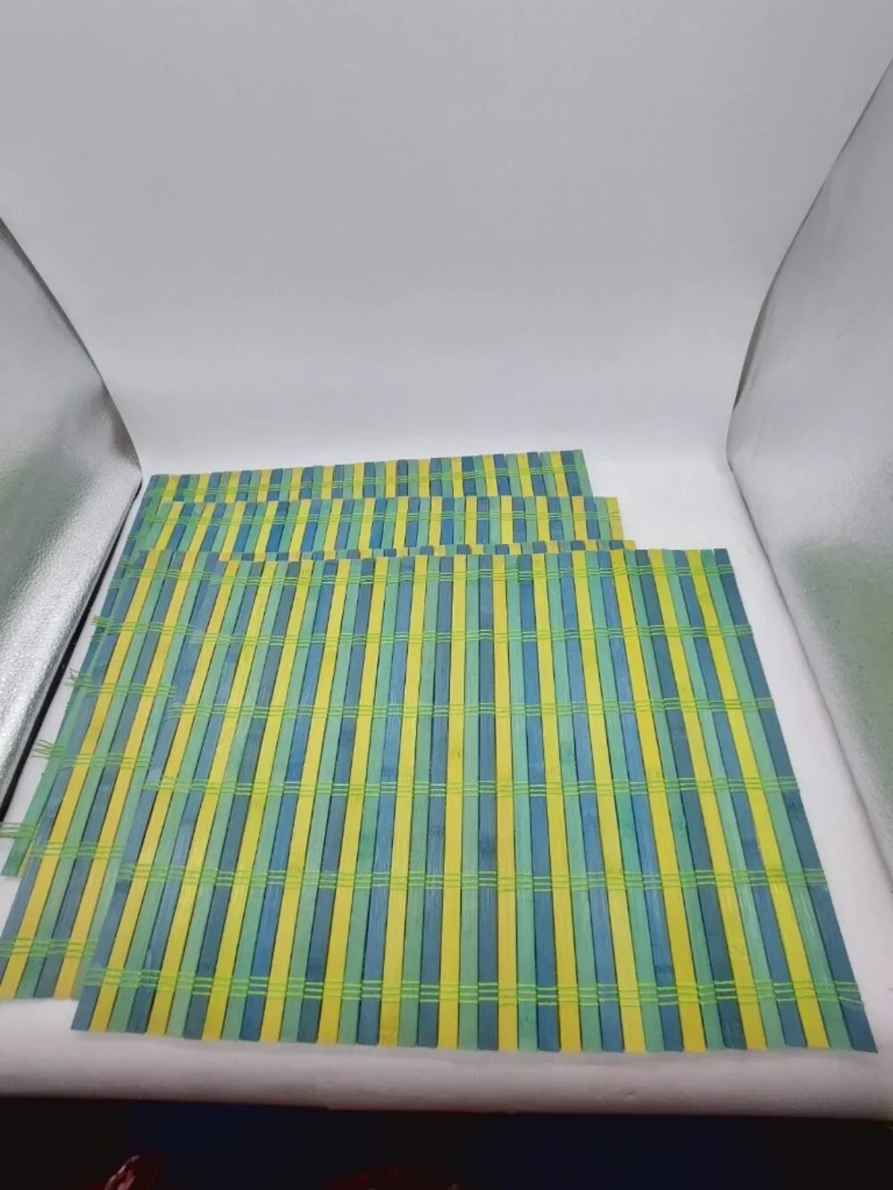 Bamboo Placemats Green Yellow Blue Set Of 4
